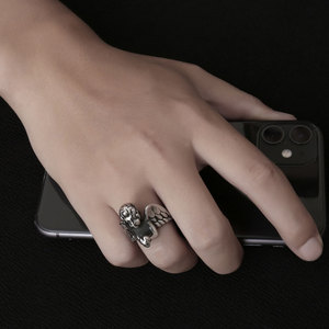 Men's <b>Titanium</b> Steel Angel <b>Ring</b> With Wings Geometric Design SA1093 Gift Jewelry - Product Image 5