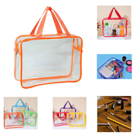 Bolsa de Cosméticos de PVC Transparente al por Mayor, Bolsa de Maquillaje de PVC Impermeable con Logotipo Personalizado, Bolsa de Aseo Transparente Reutilizable con Asa
