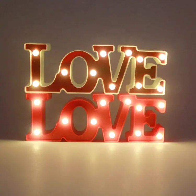 Customized Wedding decoration LED LOVE Shaped Lamp Wedding events Decorative battery letter sign night Light