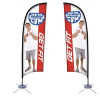 Drapeau publicitaire extérieur en fibre de verre, forme goutte d'eau, non tissé, imperméable et durable, style drapeau volant pour la plage