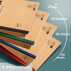 Cuaderno A5 líneas horizontales ejercicio cubierta de cuero hilo costura encuadernación Formato de hojas sueltas para estudiantes uso escolar disponible - Product Image 3