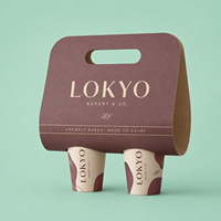 Porte-gobelets jetables écologiques en papier kraft avec poignée, porte-boissons double gobelet