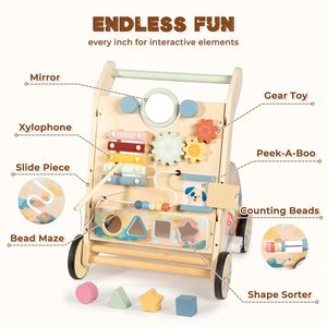 Marche-bébé musical en bois moderne à vitesse réglable pour enfants et bébés, en promotion - Product Image 1