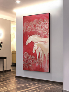 Vertical Corridor Corridor Mural Red Abstract Porch Decorative <strong>Painting</strong> White <strong>Horse</strong> Door Hanging <strong>Painting</strong> - Product Image 4