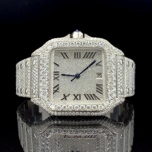 Fully iced moissanite luxury <b>watch</b> in silver tone crafted for bold premium stylish hip hop jewellery wear - Product Image 5