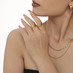 New thép không gỉ Màu men nhựa khô Hoa Tình Yêu mở vòng điều chỉnh - Product Image 5