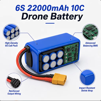 Paket Baterai Lithium-ion Isi Ulang Tahan Lama 6S 22.2V 22Ah 500 Siklus 10c Dengan BMS untuk Peralatan Survei Udara