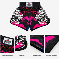 Shorts de Muay Thai MMA Dragon noirs pour l'entraînement de boxe, séchage rapide, respirants, légers, équipement de combat, vente en gros, faible MOQ, personnalisables