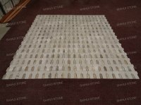 Mosaïque en travertin blanc et gris argenté poli SH STONE, carreaux de pierre naturelle pour la décoration des murs et sols de salles de bain et d'hôtels