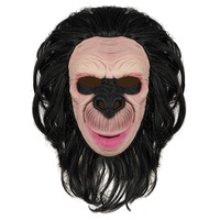Masque de Tête en Latex pour Fête Costumée, Masque de Singe Animal pour Hommes Femmes, Masque de Clown d'Halloween, Masque de Diable à Cornes, Équipement de Tête