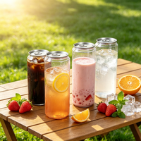 Bouteilles transparentes en PET de 500 ml, 700 ml, 1000 ml, de qualité alimentaire, pour thé, jus et boissons, avec logo personnalisé sérigraphié, bouchon à vis facile à ouvrir