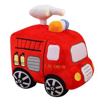 Jouet en peluche pour animaux de compagnie en forme de camion de pompiers, adorable camion de pompiers rouge en dessin animé, peluche interactive et résistante pour chiens