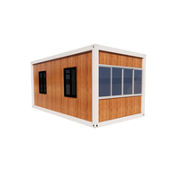 Maison conteneur modulaire moderne de 20 pieds en acier à grain de bois, démontable, portable, pour camping, bureau préfabriqué