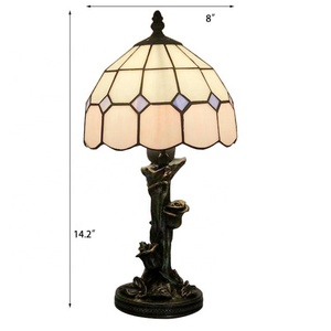 LongHuiJing 8 Inch Gorgeous Tiffany Style Pattern Resin Stained Glass Table Lamp - Product Image 2
