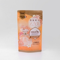 Emballage thermoscellable imprimé sur mesure pour perles parfumées pour lessive, sachet imprimé or, pochette autoportante avec fermeture éclair refermable