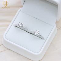 Bague de couple en diamant de laboratoire taille ronde en argent 925 10K 14K 18K Bague en diamant en or massif pour mariages fiançailles