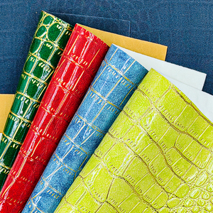 ผ้าหนังจระเข้สีทองระดับไฮเอนด์จระเข้สีสดใสหนัง Pu เป็นมิตรกับสิ่งแวดล้อมสําหรับกระเป๋าหนังลายจระเข้ - Product Image 3