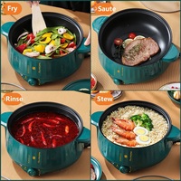 Casserole électrique multifonctionnelle de 22 cm avec fonction vapeur et cuiseur à riz domestique 2L pour dortoir, poêle électrique
