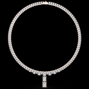 Collier de fiançailles et de mariage en diamant de laboratoire classique en or, taille émeraude, avec une élégance intemporelle et un style luxueux - Product Image 6