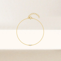 Bracelet en argent sterling 925 avec perle, zircon CZ marquise, plaqué or, délicat, minimaliste, chaîne à maillons réglable, pour cadeau