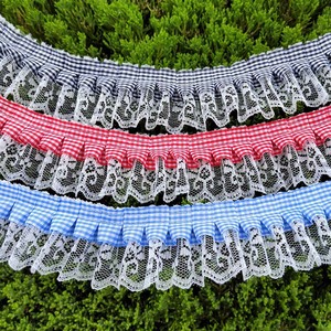 5cm Diy pakaian poliester jahit renda kotak-kotak kain dilipat pita pakaian hewan peliharaan kostum gaun tekstil lipit ruffle tepi pemangkasan - Product Image 1