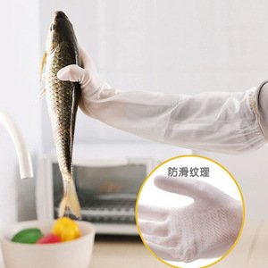 Women's Kitchen Dishwashing Gloves Long Sleeve Waterproof Fleece Lined Non Slip For Washing Dishes Vegetables Clothes Household - Product Image 2
