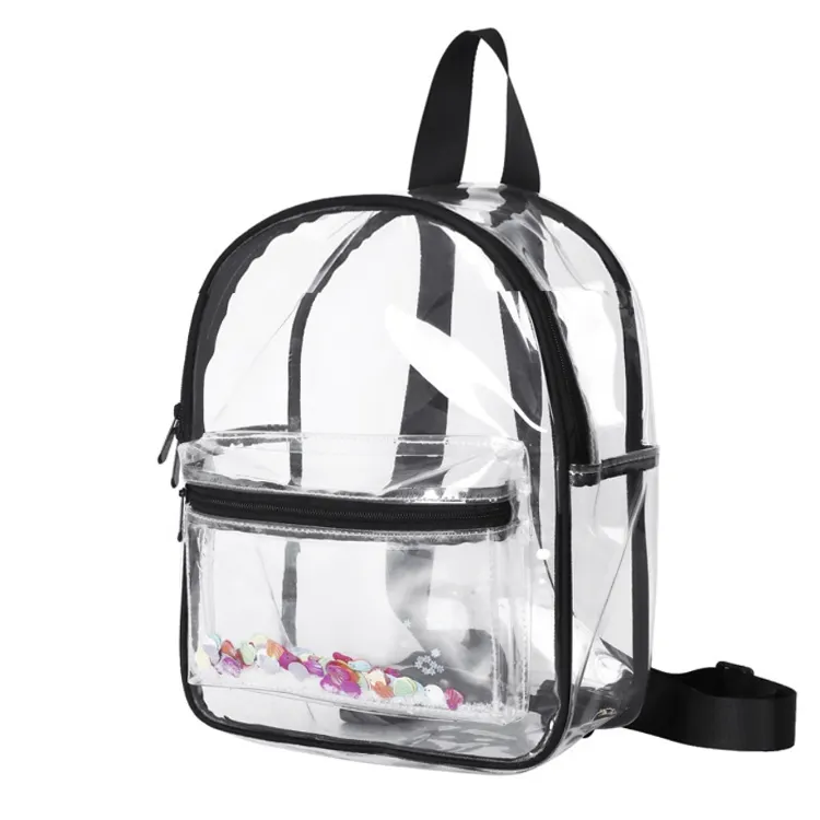 China manufactory OEM high quality school girls clear transparent pvc backpacks soft school bag