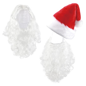 Chapeau <span class=keywords><strong>de</strong></span> Noël pour costume avec perruque et <span class=keywords><strong>barbe</strong></span> blanches, en soie domestique, fabriqué à Zhejiang, exclusivement pour l'exportation transfrontalière Europe-Amérique - Product Image 2
