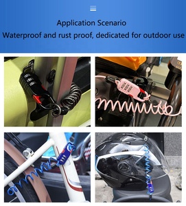 Serrure polyvalente à câble métallique haute sécurité à 3 chiffres combinaison pour <span class=keywords><strong>casque</strong></span> de bicyclette et de <span class=keywords><strong>moto</strong></span> Serrure de vélo pliante - Product Image 3