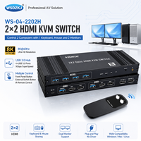 Commutateur KVM professionnel Hardrock 8K60 avec hub 4xUSB 3.0 compatible 2.1 et HDCP 2.3 pour poste de travail d'entreprise et salle de contrôle/bureau
