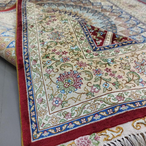 พรมไหมเปอร์เซียแบบผูกปมมือ,พรมทอมือ Qum Medallion สีแดง4X6พรมทอมือสำหรับห้องนอน - Product Image 3