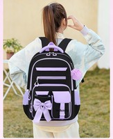 Nouveau Sac à Dos Scolaire Transfrontalier en Polyester de Haute Qualité, Sac Simple, Vente en Gros d'Usine, Ensemble de Trois Pièces (Sac à Dos, Sac Repas, Trousse), Respirant