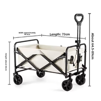 Chariot pliable industriel OEM personnalisable en alliage d'aluminium à quatre roues, plateforme fermée, durable et réglable, pour camping et plage