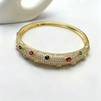 Ensemble de bracelets et bagues tendance en laiton plaqué or avec zircon, style simple et populaire pour femme, vente en gros à prix abordable
