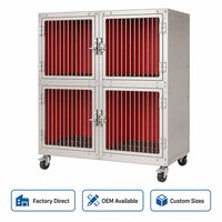 Cage à oxygène vétérinaire en acier inoxydable 304, cage de soins intensifs avec contrôle constant de la température pour chiens, chats, hôpitaux vétérinaires