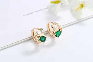 Pendientes de Oro de 18K con Circonita Cúbica en Forma de Cisne, Joyería para Mujer, Modelo Huggies 2023 - Product Image 2