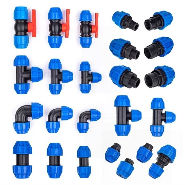High Pressure Irrigation Fittings From Zhejiang NFJM Blue PP Compression Connectors PN10 Smooth Surface High Quality