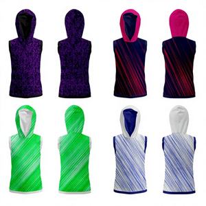 Sweat à capuche léger sans manches pour l'été, personnalisable par sublimation, pour l'entraînement des équipes professionnelles et des jeunes. - Product Image 1