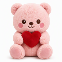 Op maat gemaakte OEM roze berenpluche met rood hart voor groothandel Valentijnsgeschenken en seizoenshandel.
