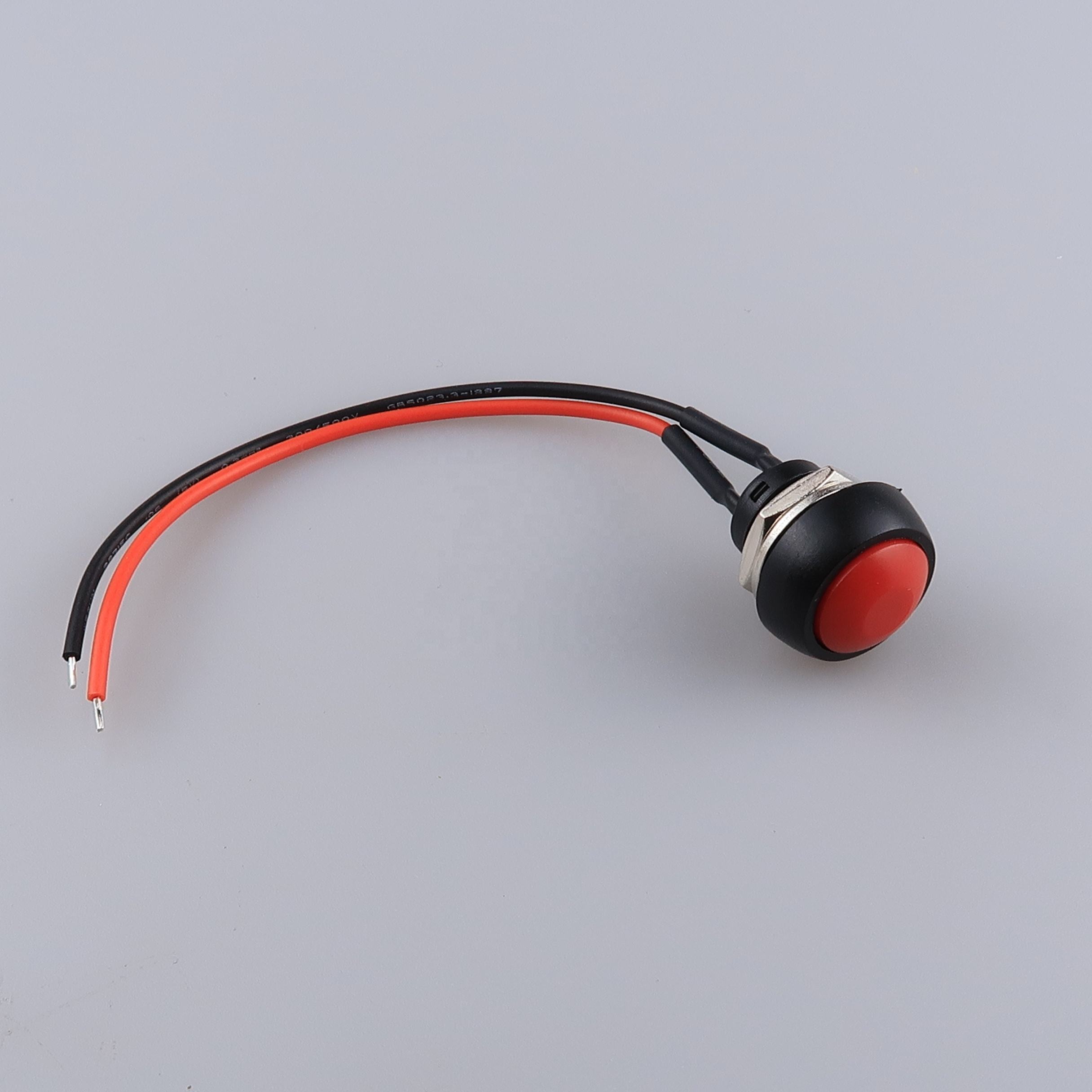 12mm Momentary Push Button Switch 1/2 Mounting Hole on Off Mini Round Waterproof 5 Color with Pre-soldered Wires PBS-33B