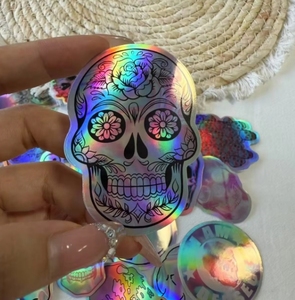 Pegatina de calavera holográfica superventas personalizada - Product Image 1