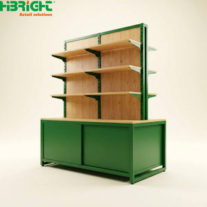 Étagère de supermarché en acier et bois Highbright avec armoire de rangement, présentoir de vente au détail pour supermarchés et épiceries - Product Image 3