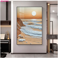 Peinture murale de paysage marin en porcelaine de cristal, art moderne pour salon, hôtel de luxe, thème coucher de soleil