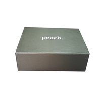 Boîte cadeau rigide vert olive minimaliste avec logo personnalisé, couvercle et base pour emballage de marque