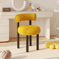 Silla de Comedor Nórdica Moderna de Terciopelo con Respaldo Curvo y Patas de Metal Negro para Restaurante o Comedor