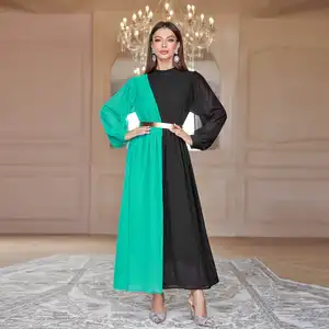 Wholesale Islamic Clothing Long Prayer Dress Elegant Patchwork Color High-waisted Dress Traditional Muslim Clothing Accessories