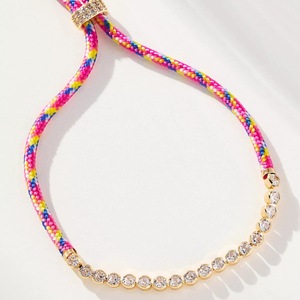 Pulsera Ajustable <span class=keywords><strong>de</strong></span> Oro con Dijes <span class=keywords><strong>de</strong></span> Diamantes y Cuerda Trenzada Colorida, Moderna y <span class=keywords><strong>de</strong></span> Gran Venta, con Certificación CE - Product Image 6
