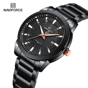 Reloj NAVIFORCE 8029 <span class=keywords><strong>BBB</strong></span> para Hombre, Totalmente Negro, Esfera Grande, Cuarzo, Casual, con Fecha, Correa de Acero Inoxidable, Manecillas Luminosas - Product Image 1