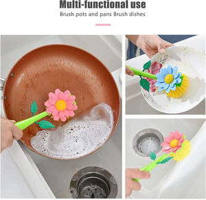 Spazzola <span class=keywords><strong>per</strong></span> piatti a forma di fiore spazzola <span class=keywords><strong>per</strong></span> lavare la cucina con vaso rimuove rapidamente le macchie spazzola <span class=keywords><strong>per</strong></span> la pulizia delle pentole - Product Image 5