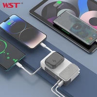 WST ponsel portabel pengisian cepat, Input AC Display Digital LED magnet nirkabel 10000mah kabel tanam